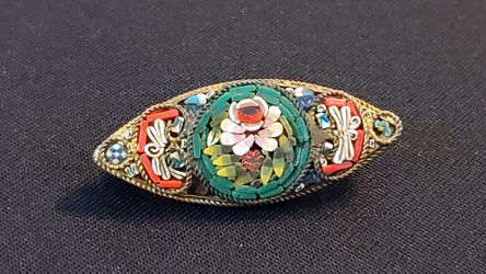 Vintage Italian Micro Mosaic Flower Pin