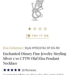 Enchanted Disney Fine Jewelry Serling Silver Olaf Elsa Pendant Necklace 