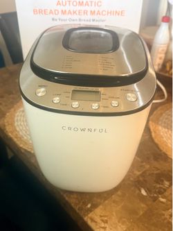 CROWNFUL Automatic Bread Machine, 2LB Programmable Bread Maker with Nonstick Pan and 12 Presets, 1 Hour Keep Warm Set, 2 Loaf Sizes, 3 Crust Colors, R
