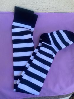 Black and White Striped Knee-High Socks