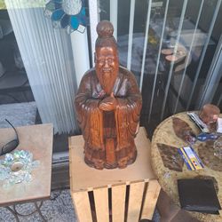 19 Inch Confucious Statue Solid Wood 