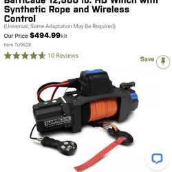 Barricade 12,500 lb. HD Winch with Synthetic Rope and Wireless Control