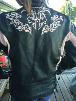 Women's leather motorcycle jacket