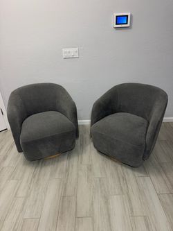 Two- Henredon Murphy Swivel Boucle Chair, Gray