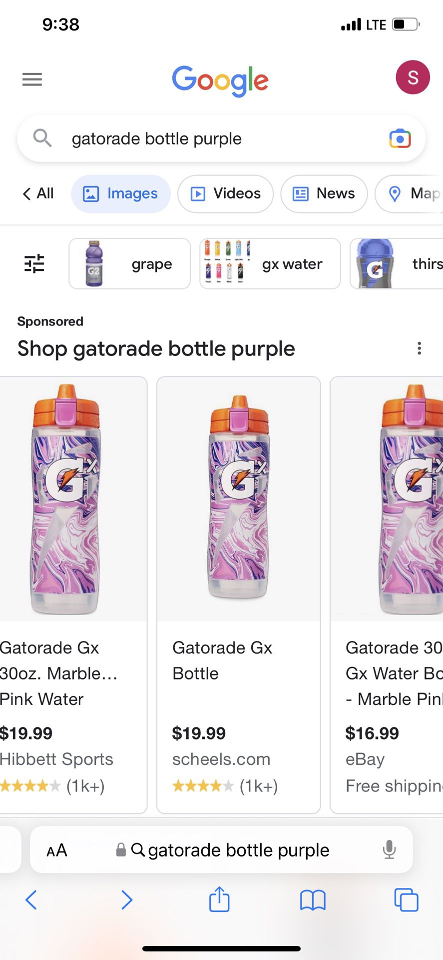 Gatorade 30oz GX Water Bottle - Marble Pink MSRP $19.99