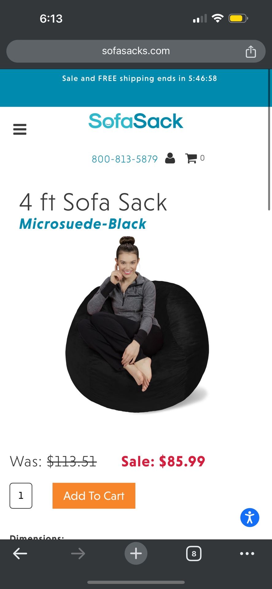 4ft Sofasack Bean Bag Chair