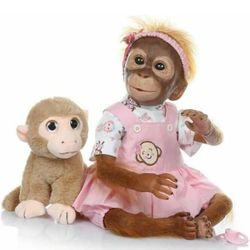 Lifelike Reborn Baby Dolls Girl Monkey - 21 Inch Realistic Baby Doll Pink Monkey Doll 