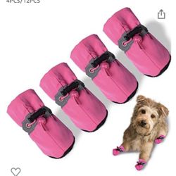 Dog Shoes/ Paw Protector Small Size 4 Piece Pink Color