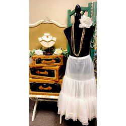 Vintage mesh skirt cream lace undergarment