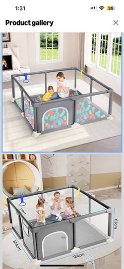 Baby Playpen, 47"x47" Small Playpen for Babies
