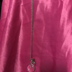 Fairy And Blow Flower inside Glass Pendant Necklace 