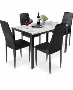 Modern 5-Piece Marble Dining Table Set – Like New