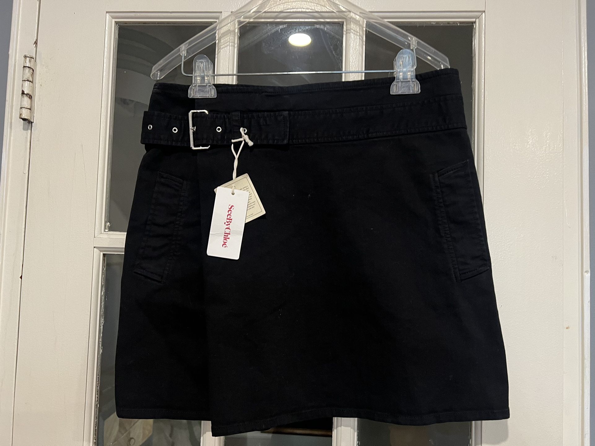 See By Chloe Black Denim Skirt Size 8