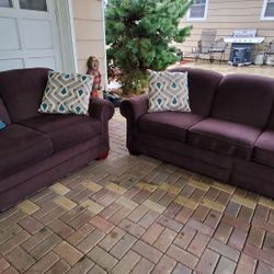 Lazy Boy Couch And Loveseat. Purplish Brown. Nice Not New. Delivery Available