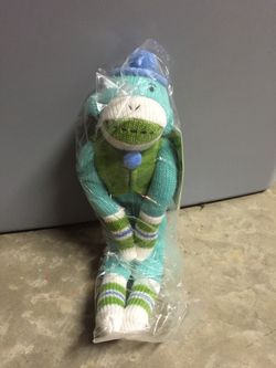Brand new teal sock monkey stuffed animal