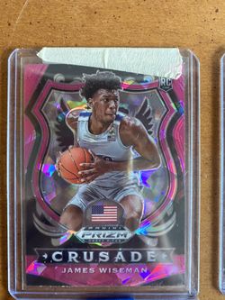 James Wiseman Cracked Ice Crusade Prism Rookie Card