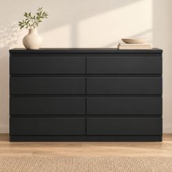 Modern 8 Drawer Dresser, Simply Chest of Drawers for Bedroom, Wood Storage Dresser with Deep Drawers for Living Room/Hallway/Entryway