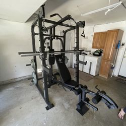 Vesta Fitness Smith Machine 2001 w/Bench Attachment | 230lb Bumpers Weights | 7ft Olympic Bar | Fitness | Gym Equipment | FREE DELIVERY 🚚 