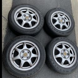4 — 185/60r14 4x100 4x3.94 Stock Mazda Miata NA NB Scion Xa Xb Corolla Wheels Rims Tires!!!