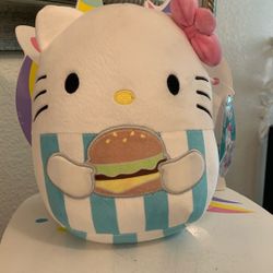Sanrio HELLO KITTY Plush holding A Hamburger From The Sanrio Food Truck Collection 9”