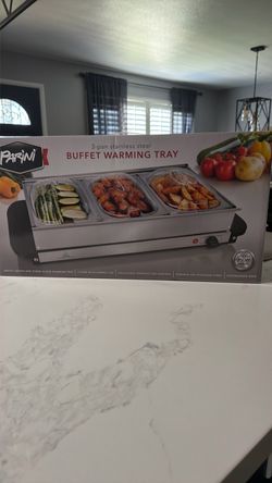 Parini 3-Pan Stainless Steel Buffet Warming Tray