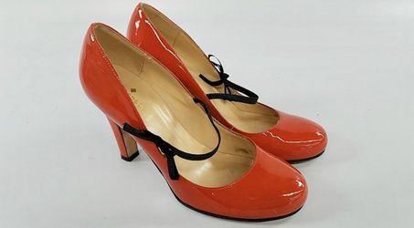 KATE SPADE RED/ORANGE PATENT LEATHER PUMPS