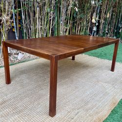 Mid-Century Expandable Walnut Parsons Dining Table