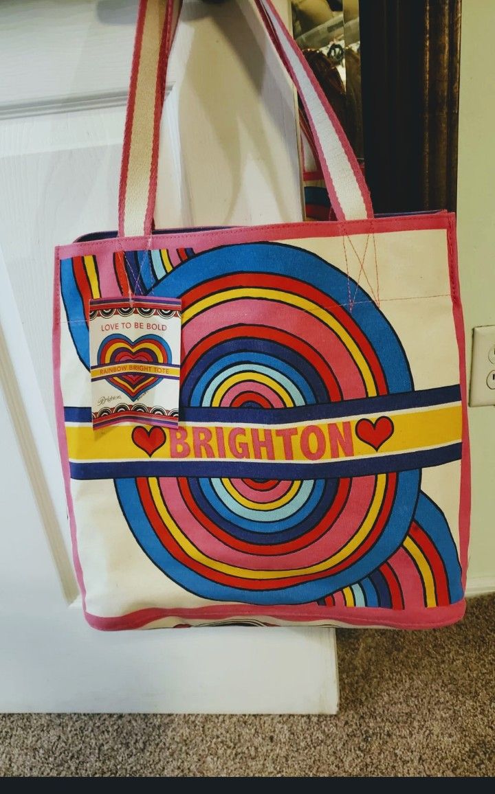 NWT! Brighton Rainbow Heart Canvas Tote Bag❤🌈