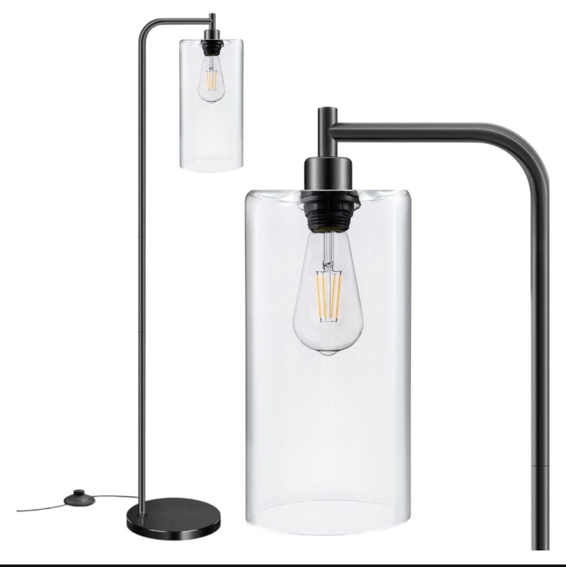 Modern Bright Floor Lamp with clear glass lampshade