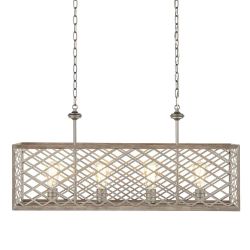35 in. 4-Light Gilded Pewter Linear Chandelier