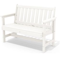SERWALL Outdoor Bench, HDPE Outdoor Benches Weatherproof, 2-Person Garden Bench with 660 lbs Weight Capacity, Patio Benches for Outdoors, Garden, Porc