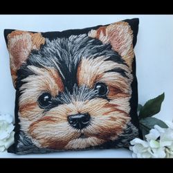Yorkie Puppy YORKSHIRE TERRIER  Throw pillow NEW W/ Insert