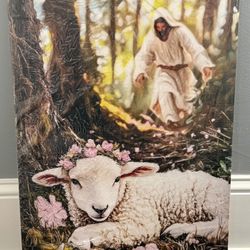 Jesus and Lamb Canvas Wall Art 16x24
