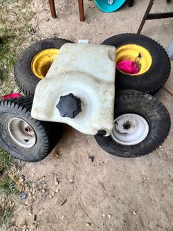 Gas tank and tires lawn tractor