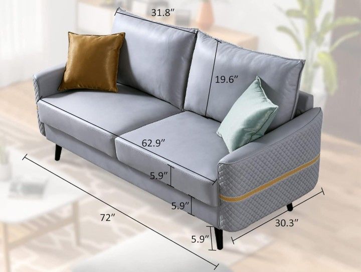 Couch/Loveseat Sofa Mid-Century Modern 72 Inch