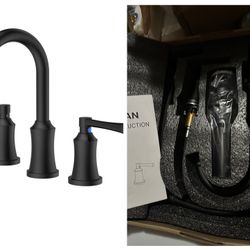 Open Box Bathroom Faucet 3 Hole, 8 Inch Widespread Bathroom Faucets with Pop-up Drain and Supply Line, B