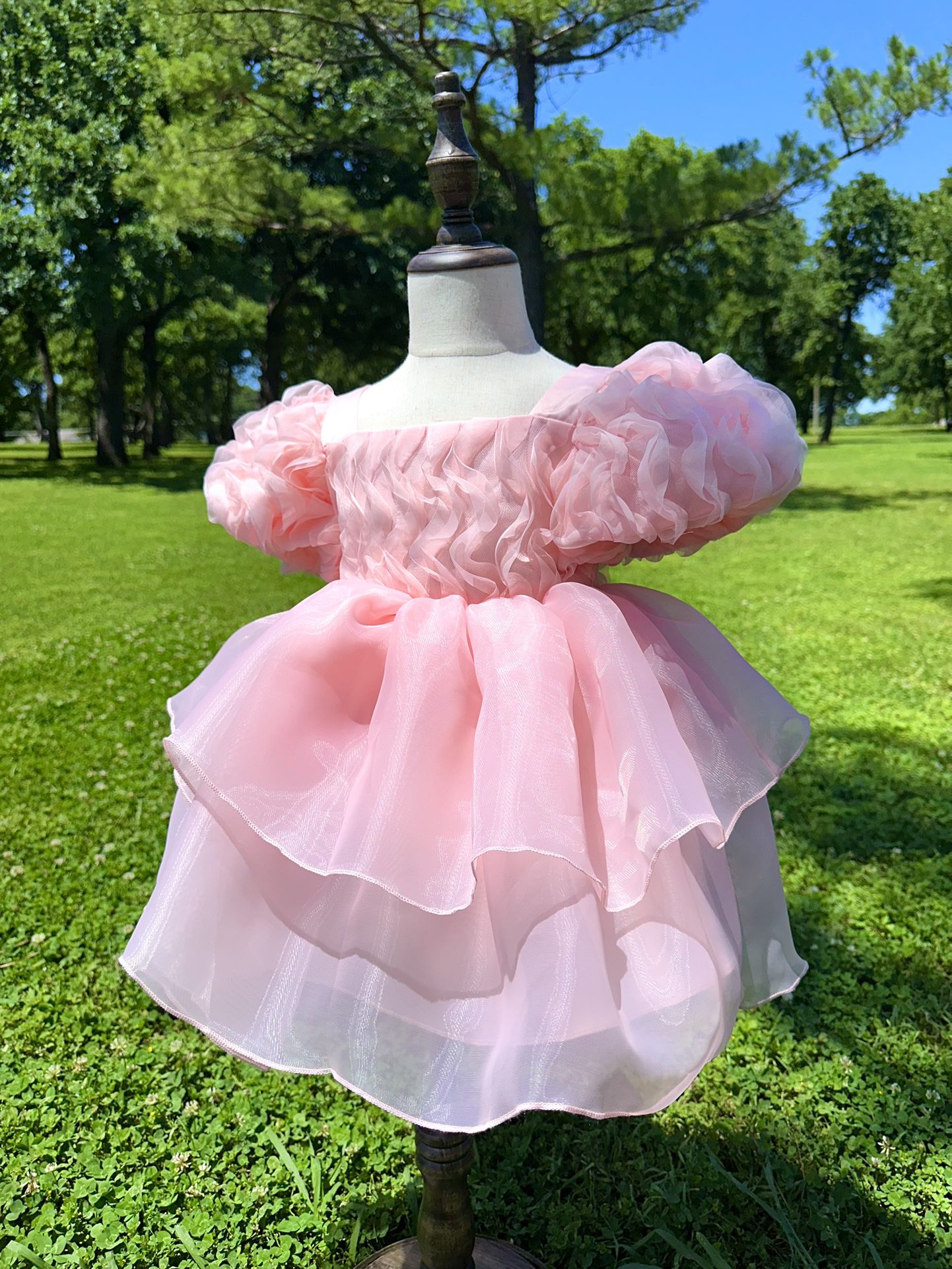 Puff Sleeves Pink Dress Size 3-4T 