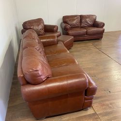 3-Piece Leather Couch Loveseat Sofa Set *Free Delivery*