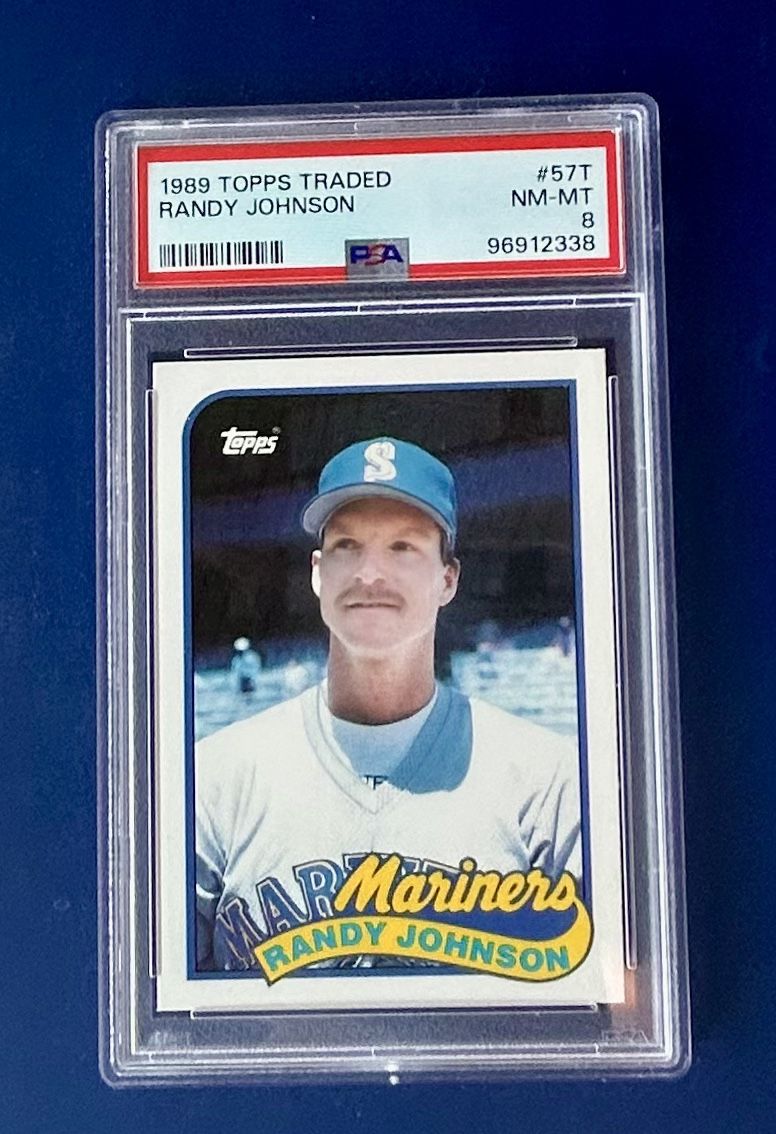 1989 Topps Randy Johnson Rookie Baseball Card Graded PSA 8
