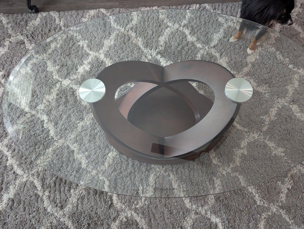 Glass and Wood Coffee Table