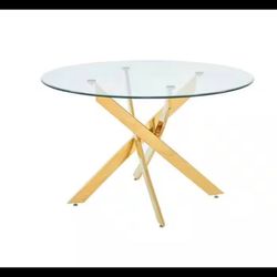 Glass Table W/ Gold Base 