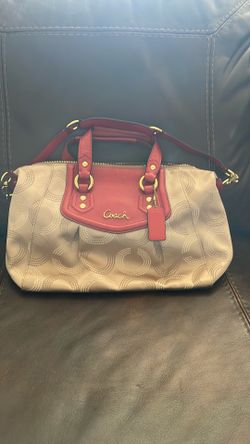 Coach Ashley Dotted Op Art Satchel hot pink