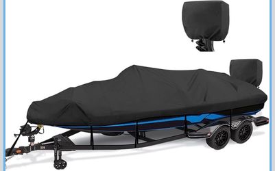 Boat Cover 16-18.5 ft, 1200D Waterproof V-Hull, Black