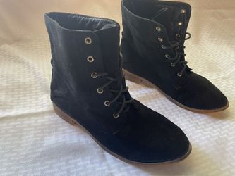 BU Collection 7” High, Black Faux Suede Boots, 1” Heels, Women’s Size 9