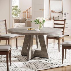 47" Dinner Room Tables for 4-6, Farmhouse Accent Furniture with Wooden Tabletop and Cross Base, Grey NO CHAIRS!!!