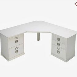 Pottery Barn Black Corner Office Desk _ 3 File Cabinets