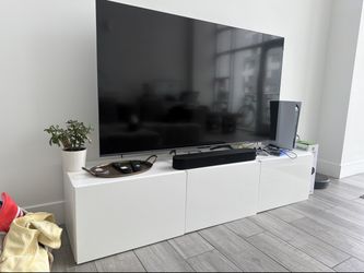 IKEA White Media Console Cabinet 70in - High Gloss