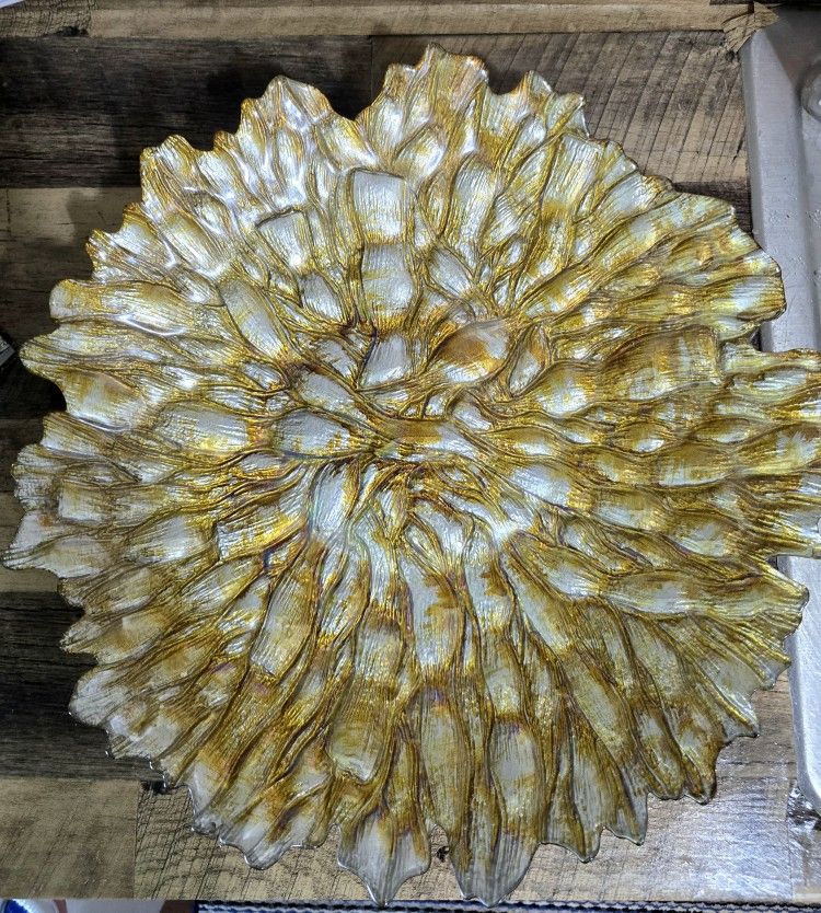 LARGE Vintage Gold Decorative Platter