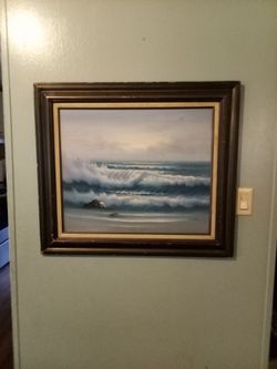 Signed Oil Painting Of Waves