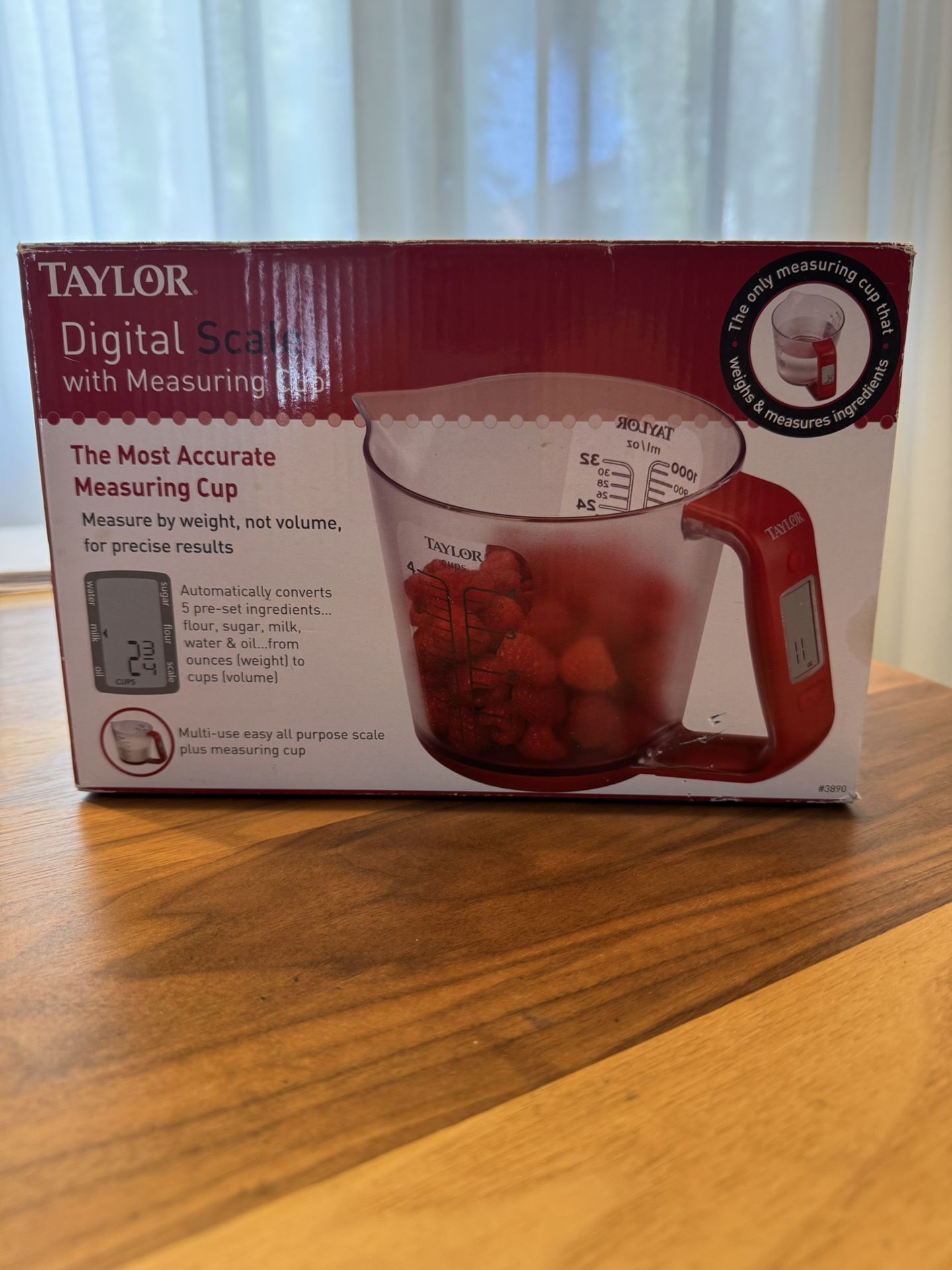 New In Box Taylor Digital Scale With Measuring Cup